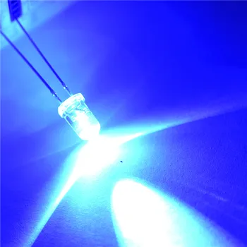 LED gaismas diode 5MM apaļas baltas matu garš zils (50gab)