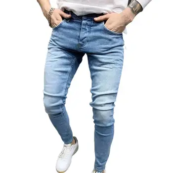 Lielgabarīta Vasaras Vīriešu Džinsus vai vienkrāsainu Stretchy Vidū Vidukļa Multi Kabatas Rāvējslēdzēju Lidot Džinsa Bikses pantalon homme джинсы для мужчин
