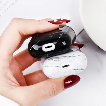 Luksusa Marmora Grūti PC Bezvadu Austiņas Lādēšanas Vāciņu Somas Apple AirPods 1 2 Spīdīgs Bezvadu Bluetooth Austiņu Lodziņā Gadījumā