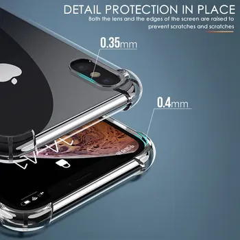 Luksusa Triecienizturīgs Silikona Tālrunis Lietā Par iPhone 11 7 8 6 6S Plus XR XS 11 12 13 Pro Max Gadījumā, Caurspīdīgs Aizsardzības Aizmugurējo Vāciņu