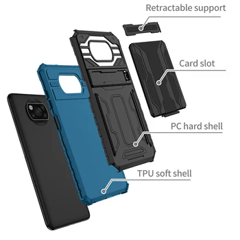 Modes Smago Bruņas PC Phone Gadījumā Xiaomi Pocophone POCO Pro X3 NFC Kartes Pakete Aizsardzību Pret Kritums Neredzama Stiprinājuma Vāciņu