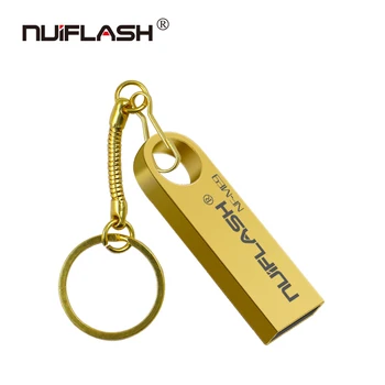 Nuiflash flash USB pen drive 8gb 16gb 32gb 64gb, 128gb usb flash disku, sudraba Metāla memoria usb pendrive memory stick