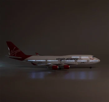 Par 47CM Lējumiem 1:150 Mēroga Lidmašīnas Modeli, Dāvanas Aviācijas Virgin Atlantic 747 B747 Lējumiem Sveķu aviācijas Gaisa kuģos, ar Gaismas Riteņi