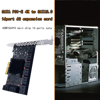 SATA PCIE Karte 16 Ostām 6Gb SATA 3.0 PCIe Karti, PCIe SATA Kontrolieris Paplašināšanas Karti, X4 PCI Slots Atbalsta 16 SATA 3.0 Ierīcēm