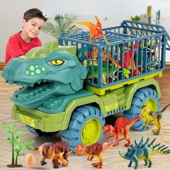 Sqpefind Dinozauri Auto Rotaļlietas Bērniem Transporta Pārvadātājs Truck Pull Atpakaļ Transportlīdzekļa Rotaļlietas Projektēšana Automašīnas Modelis Rotaļlieta Bērniem, Labākais Dzimšanas