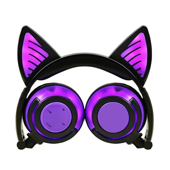TEVR Kaķu ausis kvēlojošs meitenes cute bērnu mūzikas austiņas bezvadu bluetooth