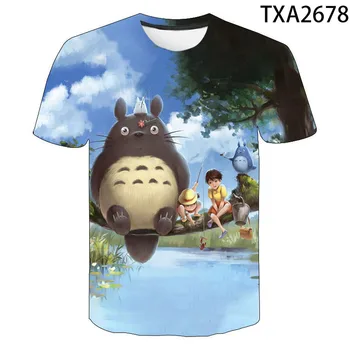 Totoro Ropa Anime Streetwear Kokvilnas T-krekls Zēns Kids 3D Iespiesti Īsām Piedurknēm Gadījuma Vīrieši, Sievietes, Bērni Atdzist Topi 2022 Vasaras