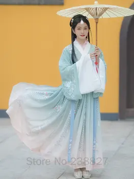 XinHuaEase Hanfu Seno Ķīniešu Tradicionālā Stila Apģērbu, Sieviešu Kleitas Pasaku Kostīms Tautas Austrumu 4.5 m, Pilnā komplektā Apģērbs
