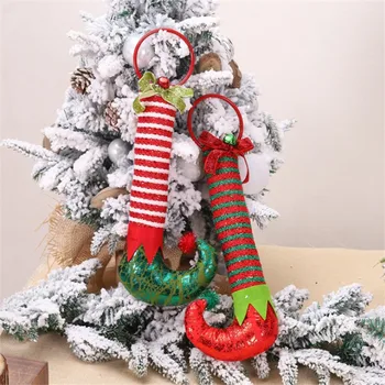 Ziemassvētku Eglīte Apdares Navidad Elf Kāju Durvju Klauvēkli Kulons Christma Mājas Apdare Priecīgus Ziemassvētkus Un Jaunā Gada Dāvanu Apdare