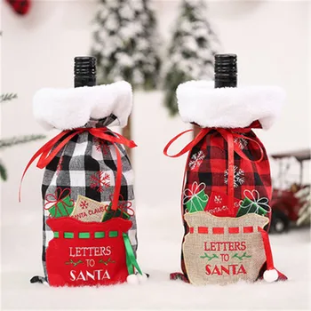 Ziemassvētku Vīna Pudeles Vāciņu Priecīgus Ziemassvētku Rotājumi Mājās Ir 2021. Ziemassvētku Rotājumu Jaunu 2022. Gads Ziemassvētki Navidad Dāvanas Natal