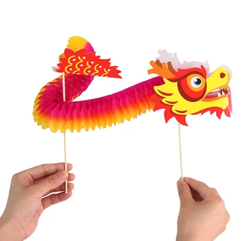 Ķīniešu pūķis mākslas papīru akrobātika burvju austo tautas bērniem DIY ziemassvētku rotaļlietas