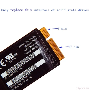 M. 2 NGFF SSD 17+7 Pin Adapter Card Padome Macbook AIR 2012. gada A1466 A1465 1