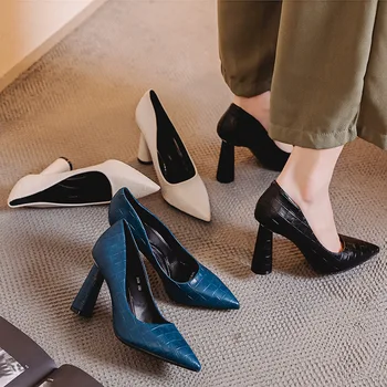 Klasiskās Modes 2021 Luksusa Dizaineru Sieviešu Sūkņi Kārta augstpapēžu kurpes Sieviešu Norādīja Toe Egant Kāzu Puse, Dāmas Kurpes K0008 2