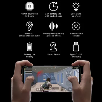 RedMagic TWS Spēļu Austiņas Bezvadu Bluetooth Austiņas Redmagic Cyberpods par RedMagic 5G 5S Earbuds 39ms zema latentuma 2