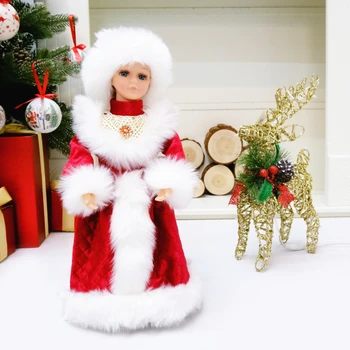 Muzikāls Santa Claus Snow Maiden Dejas Lelles Elektriskā Plīša Rotaļlietas, Dāvanu, par Kazlēnu, Ziemassvētku Rotājumi, Dekorēšana Skaitļi Mājas Dekoru 3