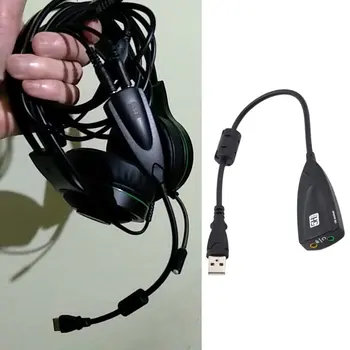 Ārējā USB Skaņas Karti 7.1 Adapteris 5HV2 USB 3D CH Skaņas Antimagnetic Audio Austiņas, Mikrofons (3,5 mm Pieslēgvietu, Portatīvo DATORU 3