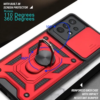 Auto Magnētiskā Turētāja Gredzenu Bruņas Triecienizturīgs Coque Samsung Galaxy A12 A22 A32 A42 A52 A72 Ir 2021. Push Pull Camera Aizsardzības Gadījumā 4