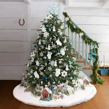 Karstā Balta Ziemassvētku Eglīte Svārki Plīša Mākslīgās Kažokādas Paklāju Ziemassvētki Grīdas Paklāja Ornamenti Priecīgus Ziemassvētkus Un Jaunā Gada Ziemassvētku Eglīte Apdare 4