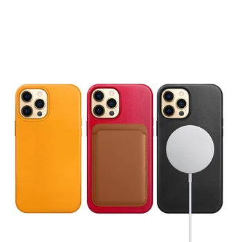 Magnētiskā Geniune Ādas Tālrunis Lietā par iPhone 12 Pro 12 Mini Gadījumos Magsaf* Bezvadu Maksas seguma iPhone 12 Pro Max 5