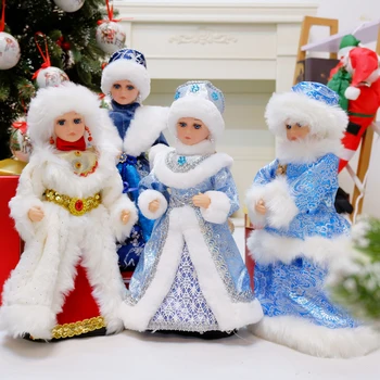 Muzikāls Santa Claus Snow Maiden Dejas Lelles Elektriskā Plīša Rotaļlietas, Dāvanu, par Kazlēnu, Ziemassvētku Rotājumi, Dekorēšana Skaitļi Mājas Dekoru 5