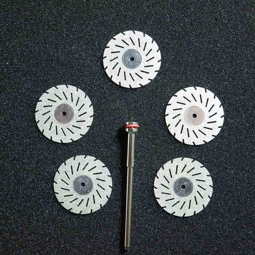 5 gab. Zobu lab Dimanta disku diski Sawtooth forma Double sided smiltis griešanas disku rīku, 22/0.20 mm ar 1 štances 0