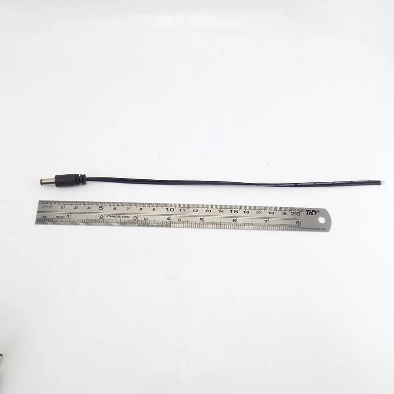 DC Vīriešu 12V Kontaktligzda Barošanas Vadu Jack Plug Adapteri Savienotāji 5.5x2.1mm Melns Vads LED Strip Gaismas 2