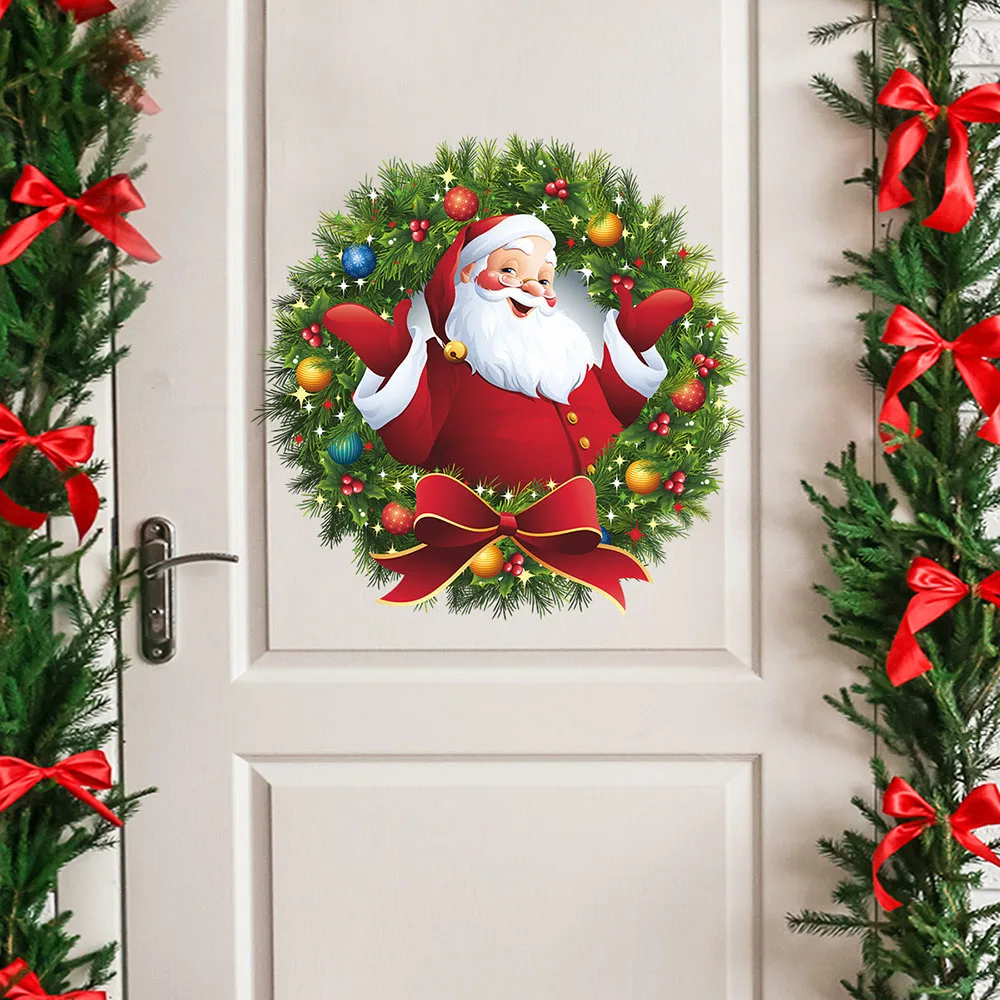 Ziemassvētku Rotājumi Logu Stikls Santa Claus, Sniegavīrs Vainags Modelis Apdare, Uzlīmes, Ziemassvētku Rotājumi, Logu Decals 0