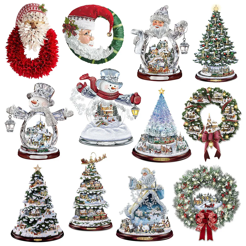 Ziemassvētku Rotājumi Logu Stikls Santa Claus, Sniegavīrs Vainags Modelis Apdare, Uzlīmes, Ziemassvētku Rotājumi, Logu Decals 5