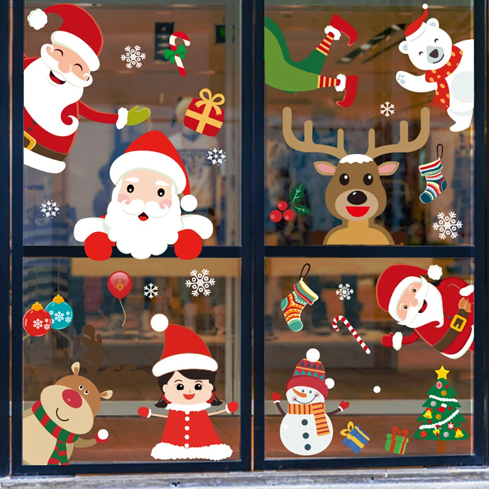 Ziemassvētku Loga Uzlīme Priecīgus Ziemassvētku Dekori Mājās Ir 2021. Navidad Rotājumi Ziemassvētku Sienas Deocr Xmas Dāvanas Jaunajā Gadā 4