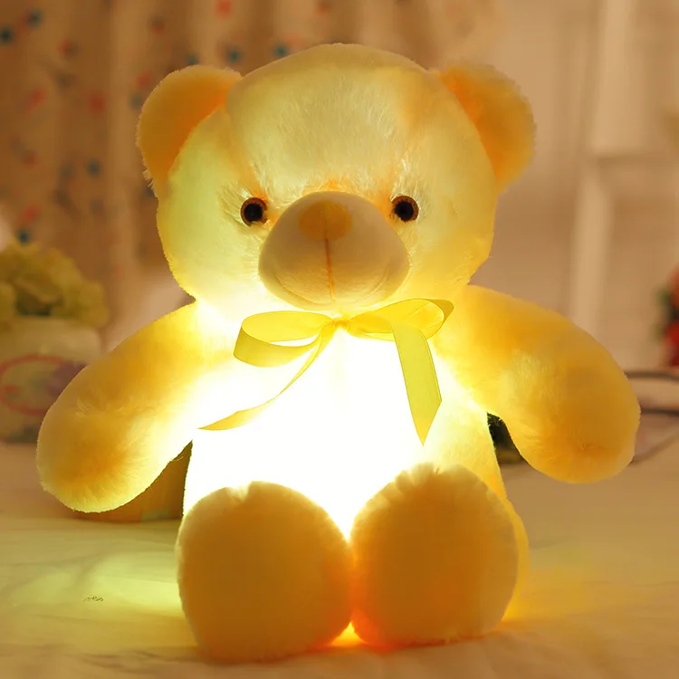 30/50/80CM LED Krāsains Kvēlojošs Gaismas Plīša Bērnu Rotaļlietas Apgaismojums Pildījumu Lācis lācīti Jauki Dāvanas grils 1