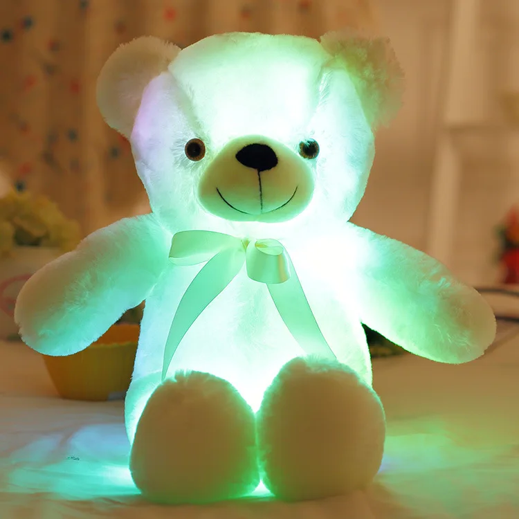 30/50/80CM LED Krāsains Kvēlojošs Gaismas Plīša Bērnu Rotaļlietas Apgaismojums Pildījumu Lācis lācīti Jauki Dāvanas grils 4