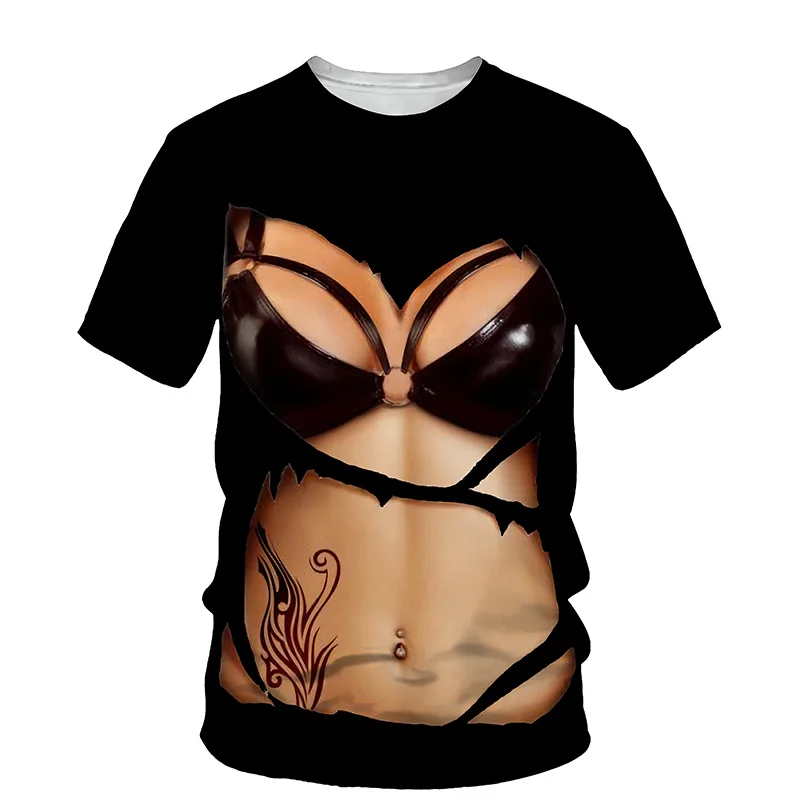 Ir 2021. Vasarā Jaunu T-Kreklu Sexy Sieviešu 3D Bikini Print T-Krekls ar Īsām Piedurknēm O-veida Kakla Top Smieklīgi Uzvalks Sieviešu t-veida Topi 0