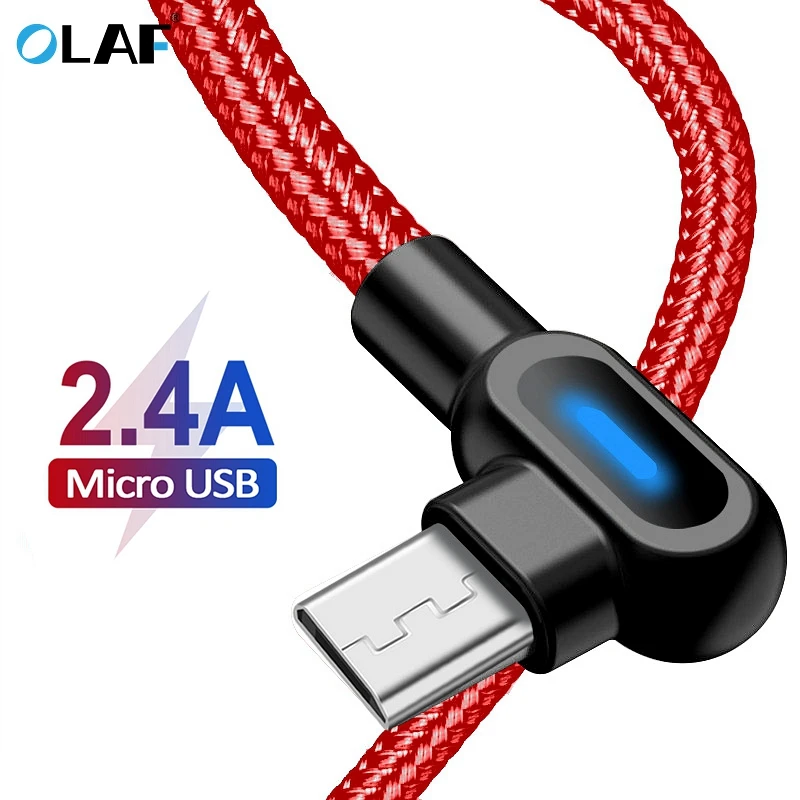 OLAF Mikro USB Kabeli 2A 90 grādu Ātrās Uzlādes Sinhronizācijas Datu Kabeli Kabelis Samsung, Huawei Xiaomi LG Andriod Micro usb Tālruņa Kabeļi 5