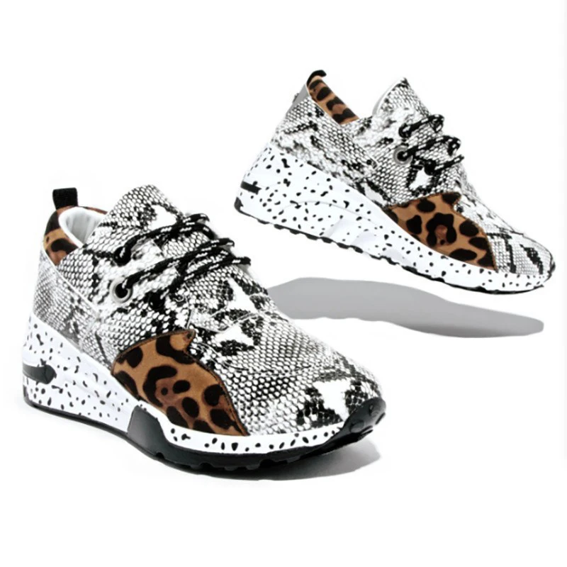2022 Jaunā Sieviešu Leopard Vulkanizētas Kurpes Sieviešu Sneaker Mežģīnes-Up Komfortu Mākslīgās Kažokādas Sekla Atpūtas Dāmas Apavi Zapatos Mujer De 5