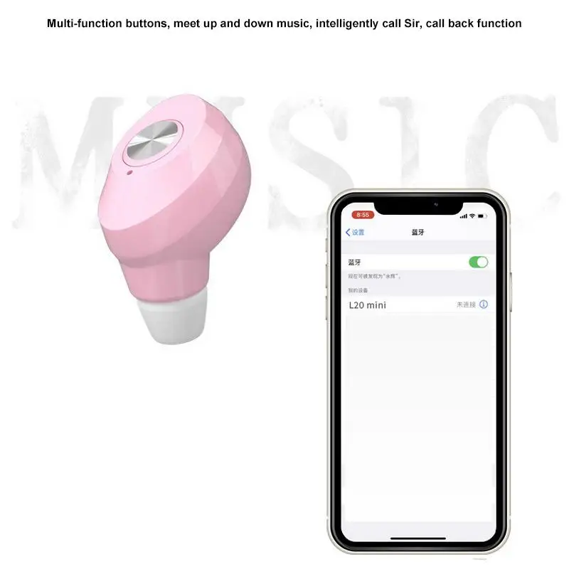 Ir 2021. Jaunu L20 TWS Mini Bluetooth Austiņas Vienā Ausī Bezvadu Austiņas Viedās Trokšņu Samazināšanas Earbuds Pogas Kontroles Austiņas 3