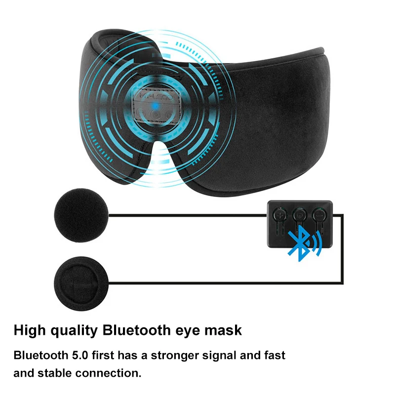Bluetooth 5.0 3D Miega Austiņas Acu Maska Mīkstas Austiņas ar Ultra-Plānas Stereo Skaļruņu Atbalsts Brīvroku Mūzikas Galvas stīpa 0
