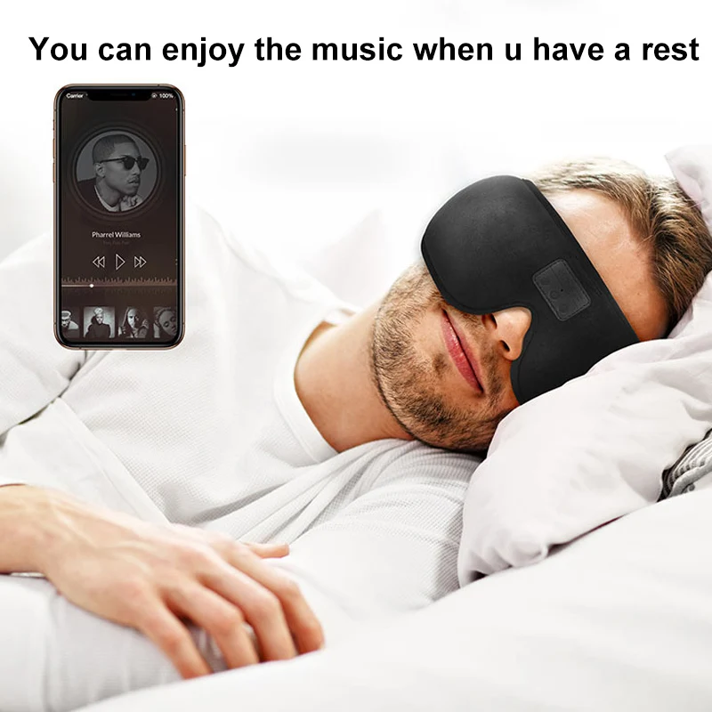 Bluetooth 5.0 3D Miega Austiņas Acu Maska Mīkstas Austiņas ar Ultra-Plānas Stereo Skaļruņu Atbalsts Brīvroku Mūzikas Galvas stīpa 1