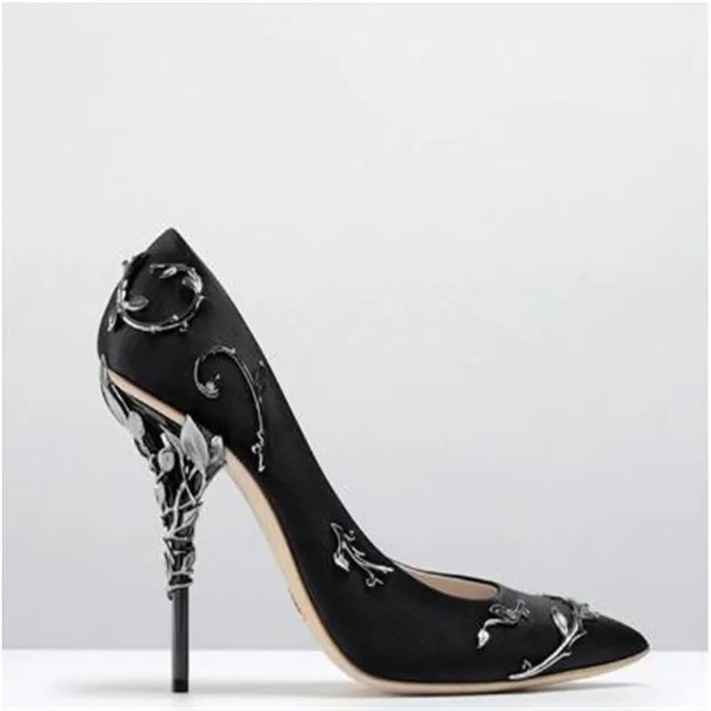 Luksusa Sieviešu Kurpes Baltā pointe kurpes Ziedu Papēža Kāzu Kurpes Sievietēm Eleganto Zīda Zīmola Dizaina papēža kurpes, Dāmas, augsti papēži 5
