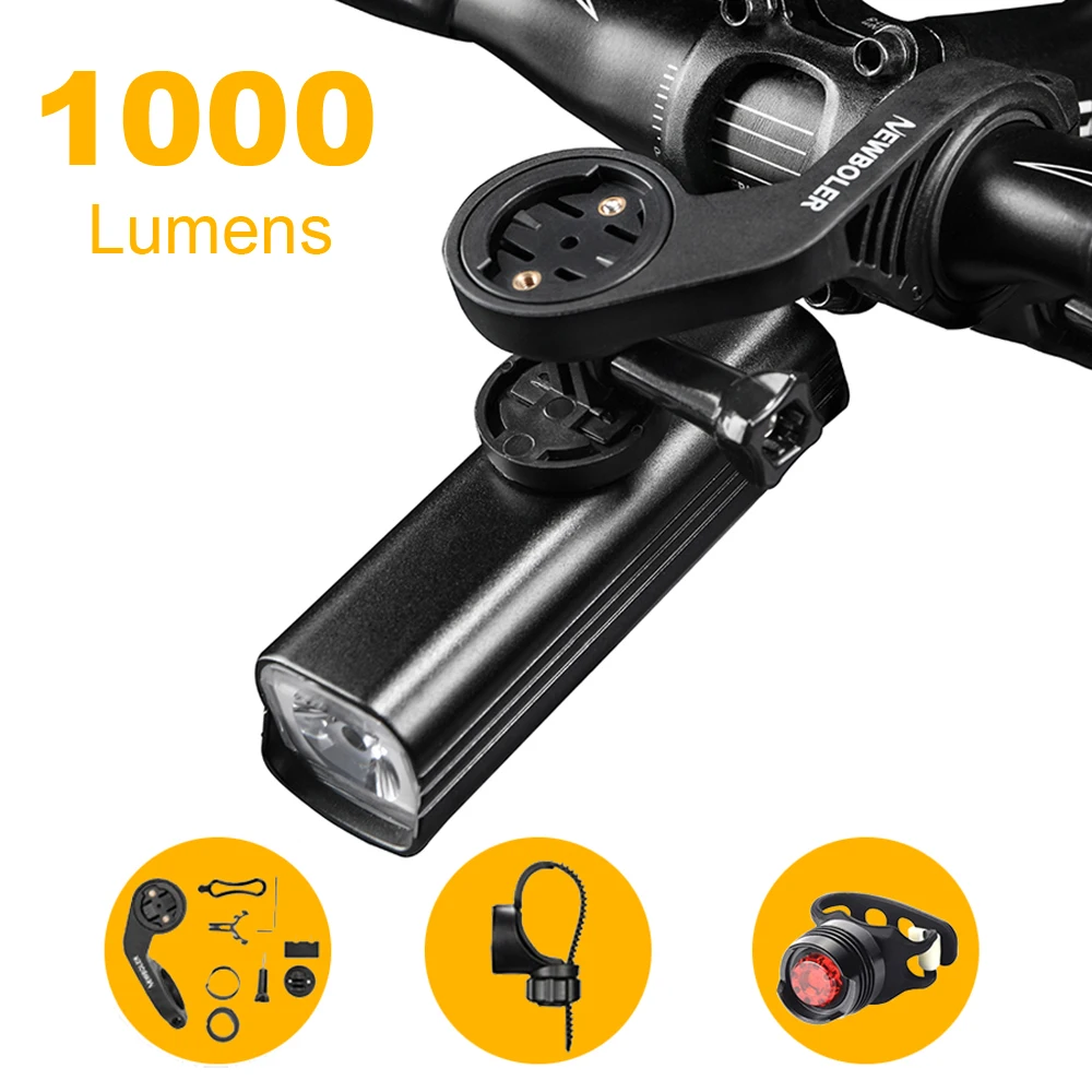 1000 Lm Bike Light Velo Lukturis Ar Mount Turētājs IPX6 Ūdensizturīgs USB Uzlādes Velo Lukturīti, Combo, kas Priekšā Turētājs 0