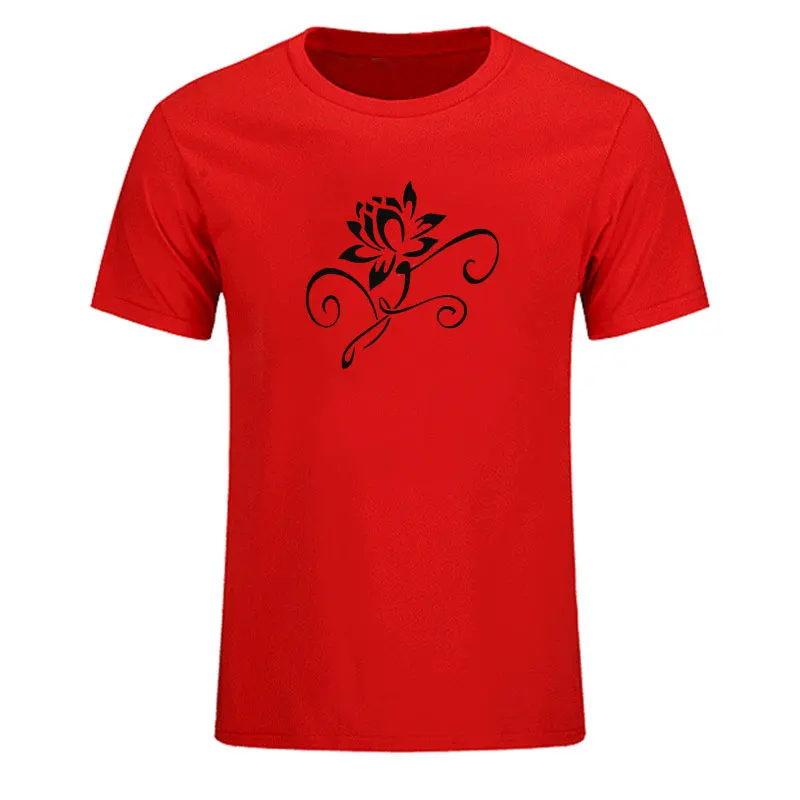 Vasaras gadījuma drukāt radošo lotus mākslas dizaina smieklīgi īsām piedurknēm T-krekls vīriešu T-shirtn 0