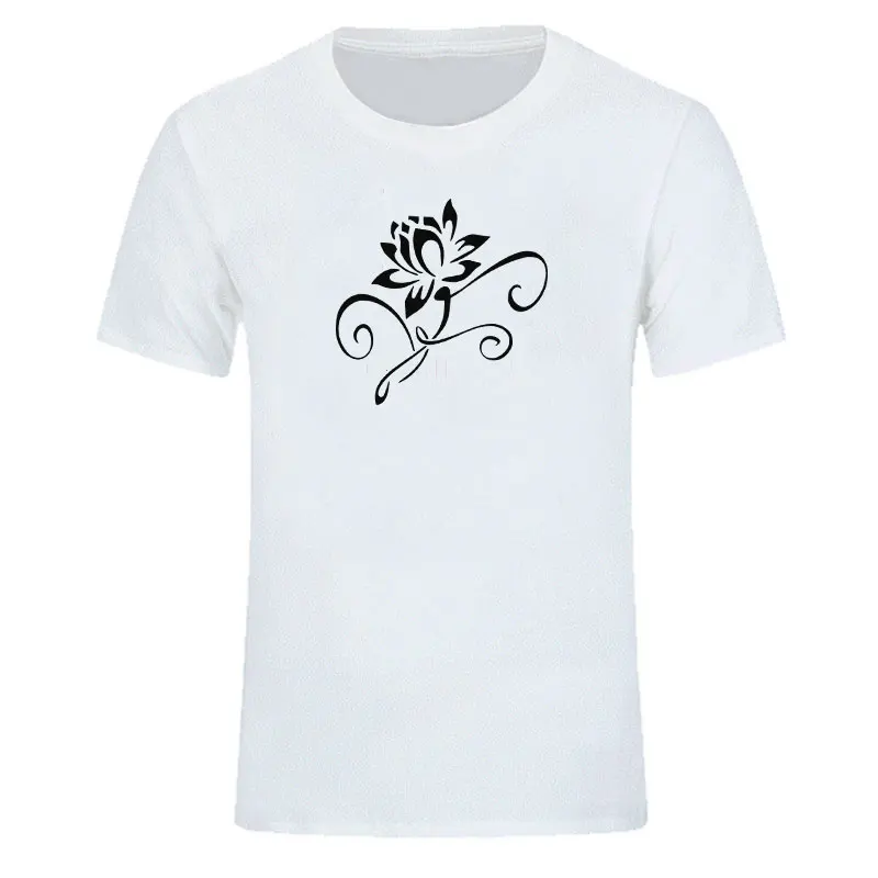 Vasaras gadījuma drukāt radošo lotus mākslas dizaina smieklīgi īsām piedurknēm T-krekls vīriešu T-shirtn 2
