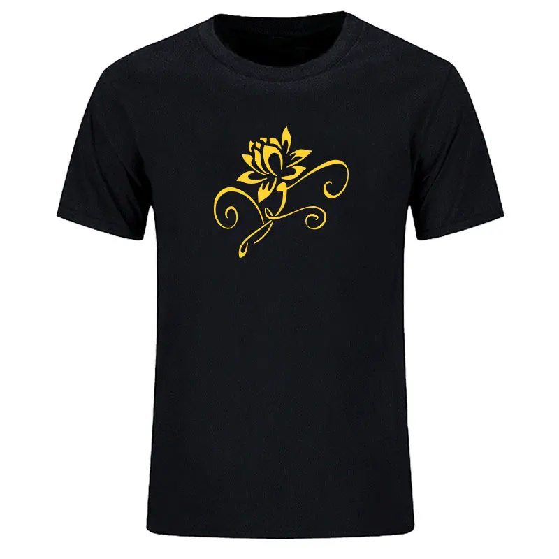 Vasaras gadījuma drukāt radošo lotus mākslas dizaina smieklīgi īsām piedurknēm T-krekls vīriešu T-shirtn 5