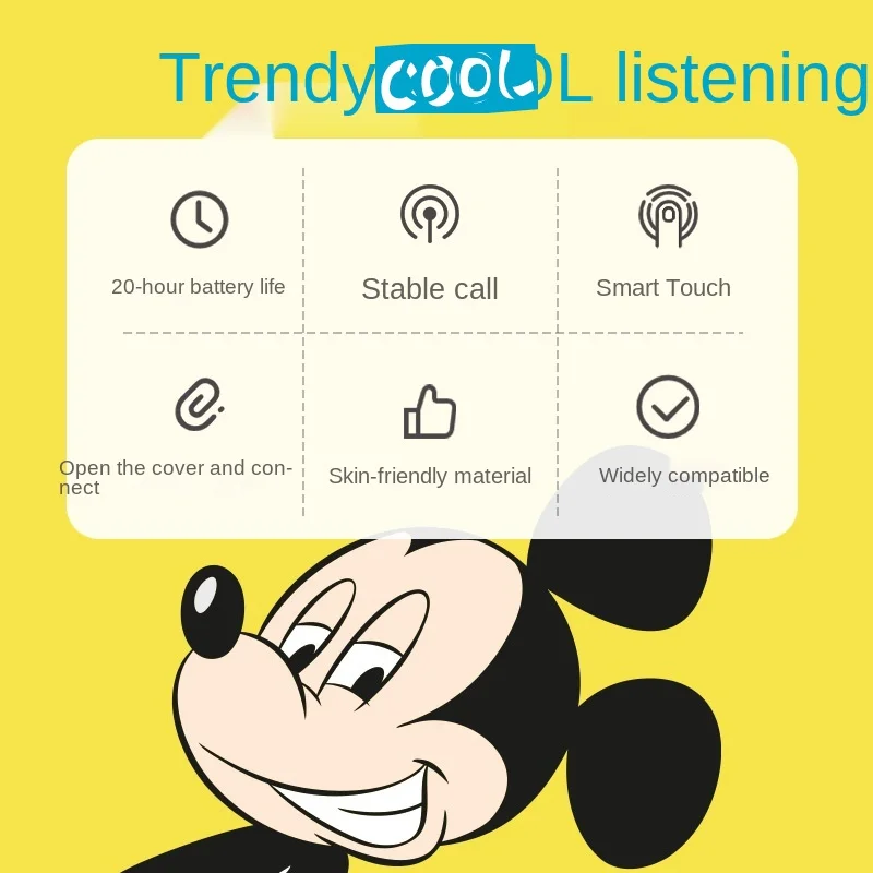 Disney bezvadu bluetooth austiņas TWS auss sporta darbojas fitnesa mūzikas austiņas 5.0 1