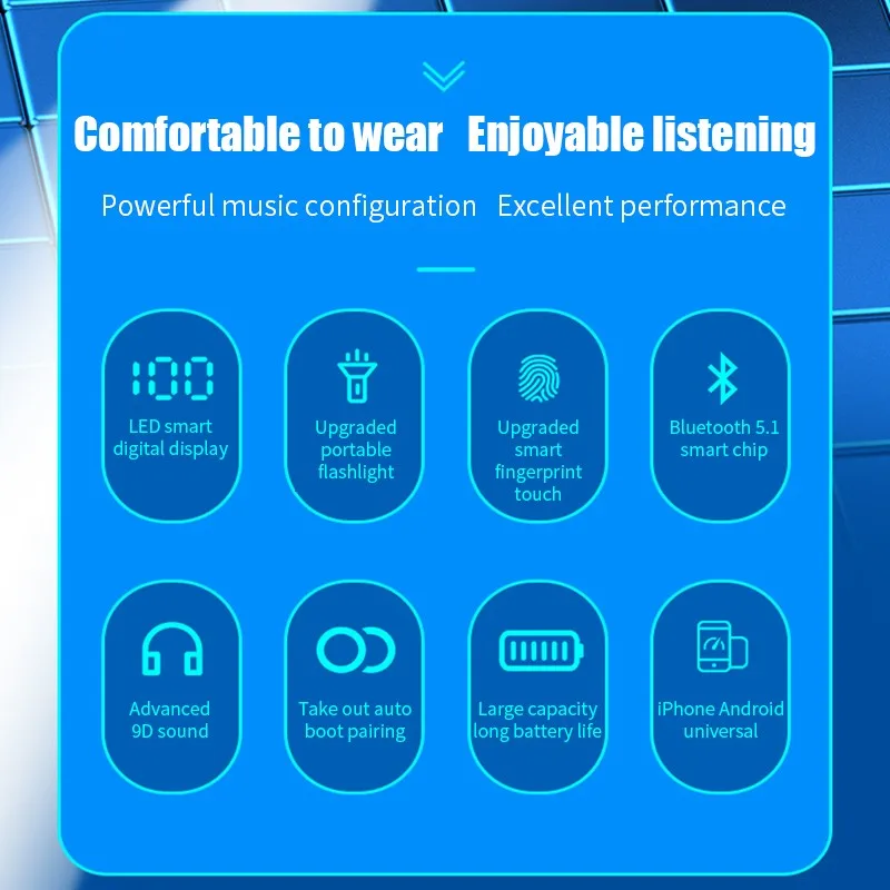 TWS Bezvadu Earbuds Bluetooth Austiņas Lādēšanas Kaste Ar Lukturīti Ūdensdrošs IPX7 Trokšņa Slāpēšanas 9D Stereo Austiņas 5