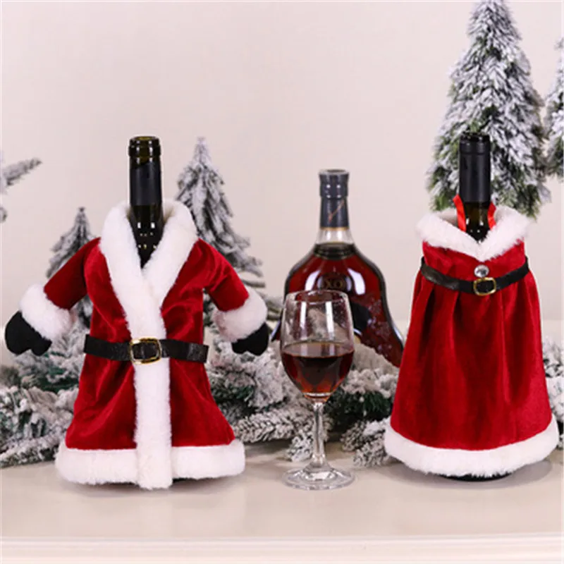 Ziemassvētku Vīna Pudeles Vāciņu Priecīgus Ziemassvētku Rotājumi Mājās Ir 2021. Ziemassvētku Rotājumu Jaunu 2022. Gads Ziemassvētki Navidad Dāvanas Natal 2