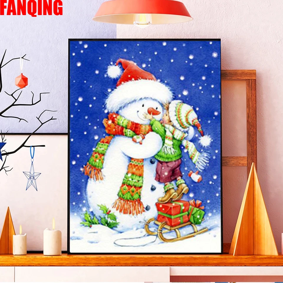 DIY Karikatūra Sniegavīrs 5D Dimanta Glezniecības Pilnībā Kārtas Urbt Santa Claus Dimanta Izšuvumi Ziemassvētku Dāvanu Cross Stitch Komplekti, Dāvanu 0