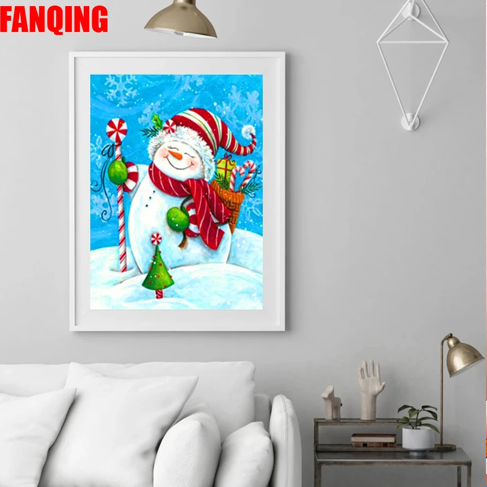 DIY Karikatūra Sniegavīrs 5D Dimanta Glezniecības Pilnībā Kārtas Urbt Santa Claus Dimanta Izšuvumi Ziemassvētku Dāvanu Cross Stitch Komplekti, Dāvanu 1