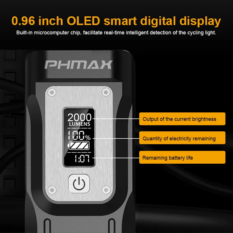 PHMAX Velosipēdu Gaismas USB Uzlādes Velo Lukturu 10000mAh Lukturīti Road Bike Lampas OLED Displeju Ūdensnecaurlaidīgs Velosipēdu Priekšējās Gaismas 0