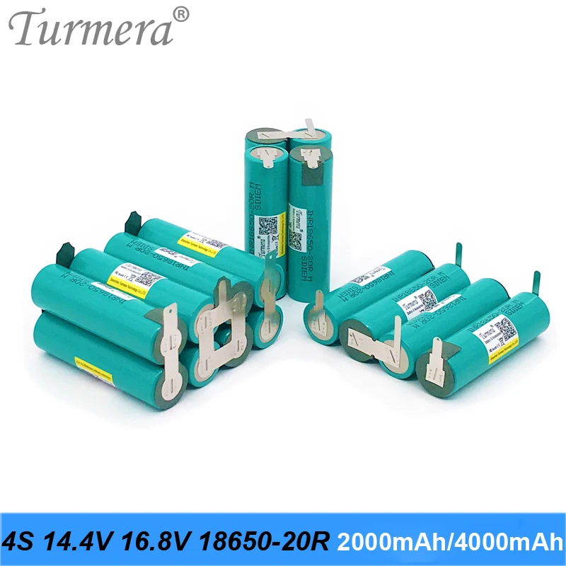 Turmera 4S 14,4 V 16.8 V INR18650-20RM 2000mAh 4000mAh 20A Bateriju Lodēšanai ar Akumulatora Skrūvgriezi Shrika un putekļsūcējs Izmantošanai 0
