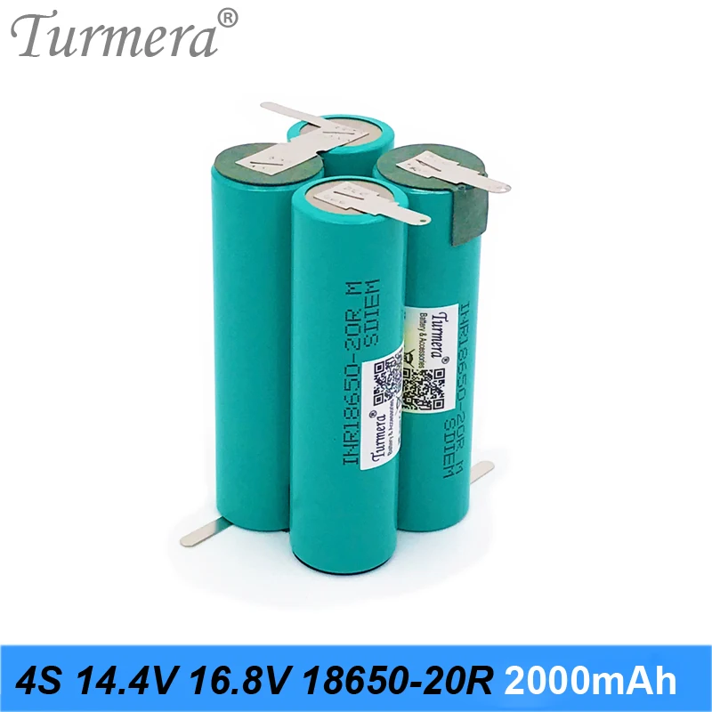 Turmera 4S 14,4 V 16.8 V INR18650-20RM 2000mAh 4000mAh 20A Bateriju Lodēšanai ar Akumulatora Skrūvgriezi Shrika un putekļsūcējs Izmantošanai 5